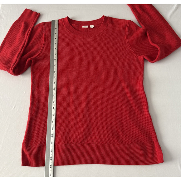 Gap Womens S Woven Knit Long Sleeve Crew Neck Modern Red Knit Top Granola Staple - Picture 9 of 10